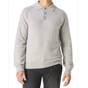 Slate & Stone Raglan Sweater Polo Gray Knit Wool Blend Mens size Large NEW